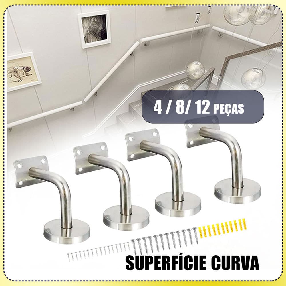 Kit de suportes de fixação curvos para corrimão de escada em aço inoxidável, 4/8/12 peças