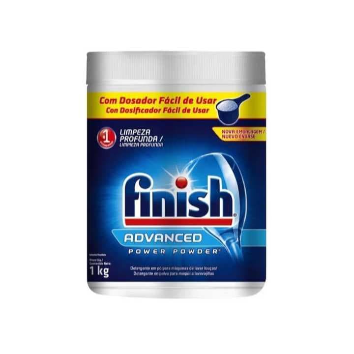 Finish Advanced Detergente em Pó 1kg - Limpeza Profunda, Brilho Duradouro, Compatível com Todas as Marcas