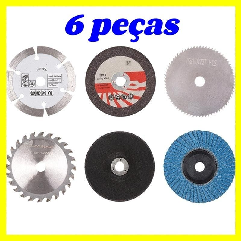 Lâminas de serra 75mm, 6 peças, furo de 10mm, serra circular, serra plana, disco de corte