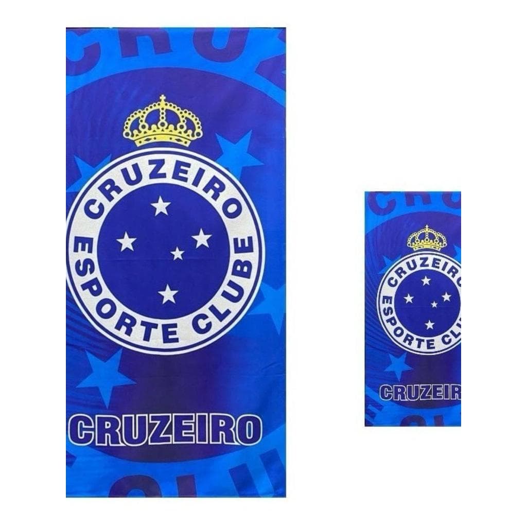 Kit Toalhas Banho e Rosto Cruzeiro Esporte Clube Azul com Logo