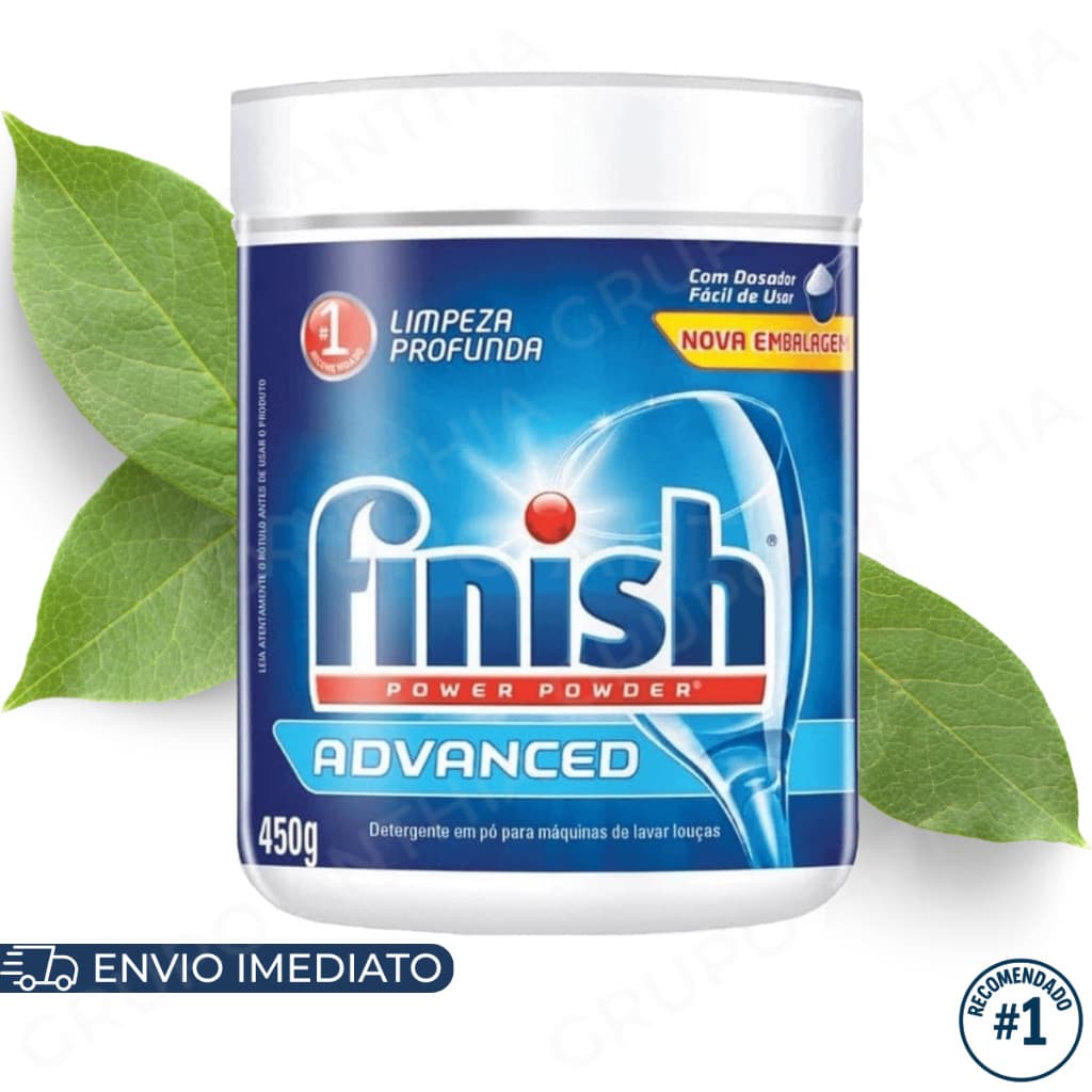 Finish Detergente em Pó para Lava Louças 450g Original Limpeza Profunda e Alta Performance