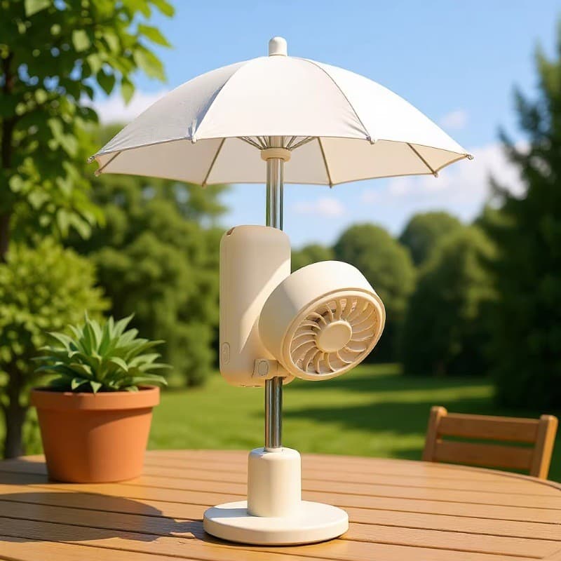 Ventilador com Clipe para Guarda-Chuva, Ventilador Pequeno Dobrável, Ventilador Multifuncional, Ventilador Portátil para