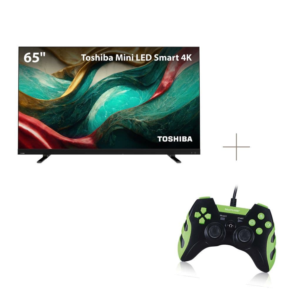 Kit Smart TV Toshiba Mini LED 65 Polegadas 4K com Controle Gamer Multilaser