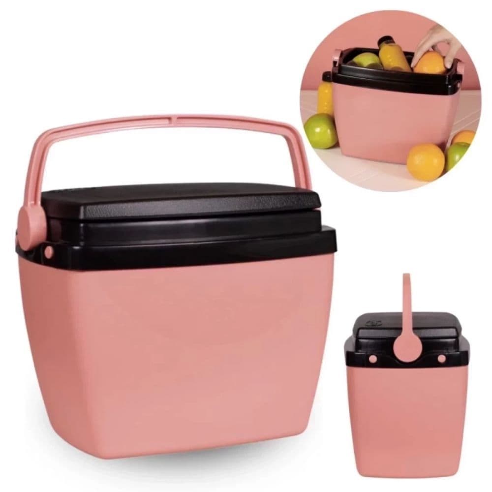 Caixa Termica Rosa / Pêssego Cooler Pequeno 6 Litros Mor / 8 Latas / para Lanches e Bebidas