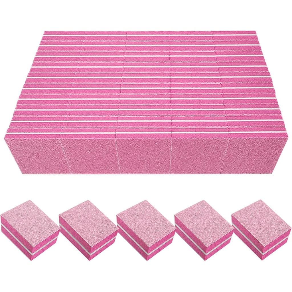80/80 Grit Nail Buffers (50 Pacotes), Mini Bloco de Lixa de Unha para Unhas Acrílicas e Naturais, Blocos de Lixa Grossa 