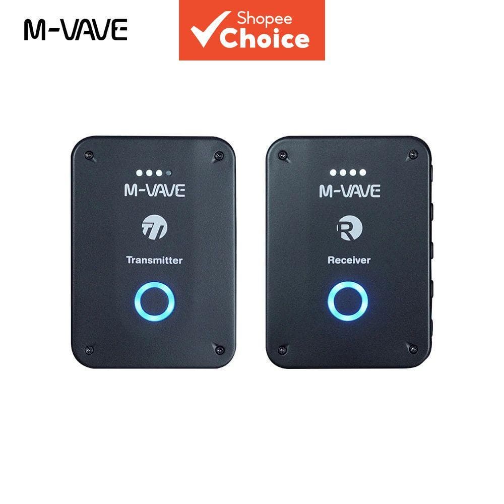 Fone de ouvido sem fio M-VAVE Monitor WP-9 com transmissor e receptor em fundo branco