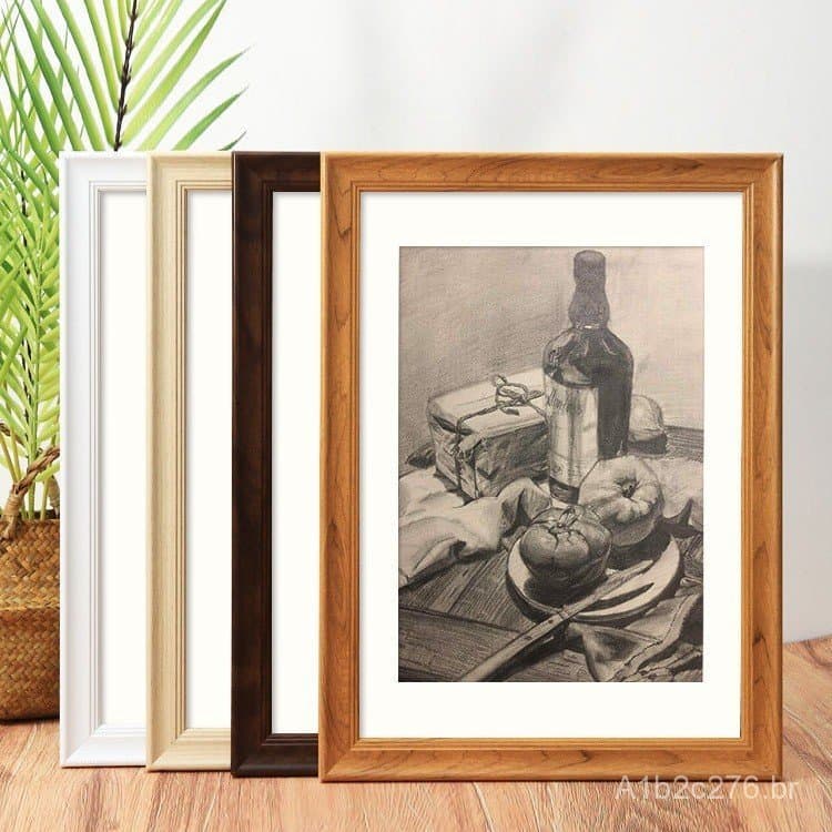 Porta-retratos vintage em marrom e preto com arte em preto e branco