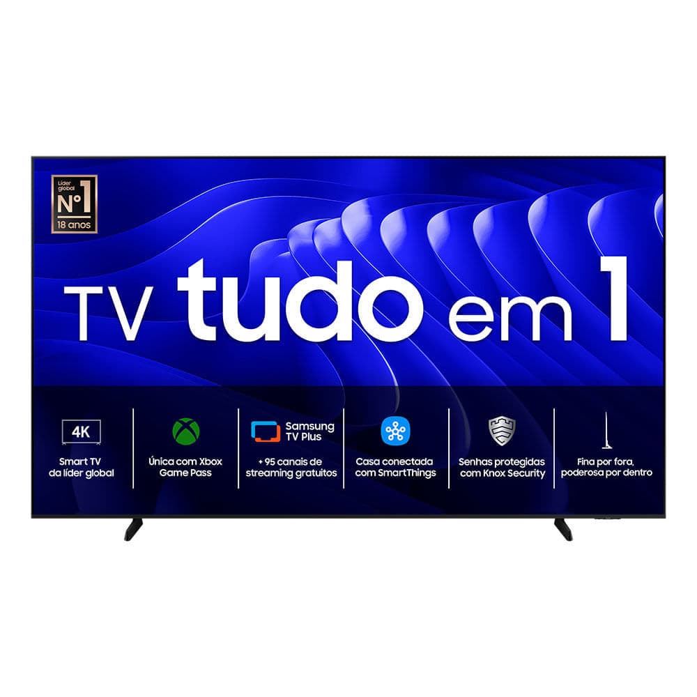 TV Samsung Smart Super Big TV 98' Crystal UHD 4K 98DU9000 2024 com Smart TV, 4K, integração com Xbox Game Pass, 95 canais de streaming gratuitos, casa conectada com SmartThings, proteção com Knox Security, design fino