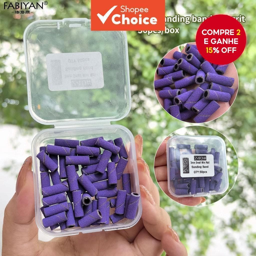  50 peças Mini Lixas para Unhas 240# Acessório para Remoção de Esmalte em Gel para Máquina Elétrica de Unhas Broca de