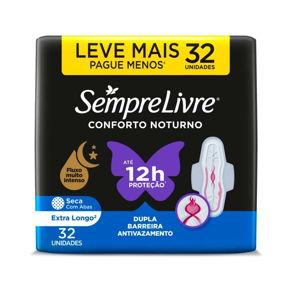 Absorvente Externo Sempre Livre Conforto Noturno Seca 32unidades Leve Mais Por Menos