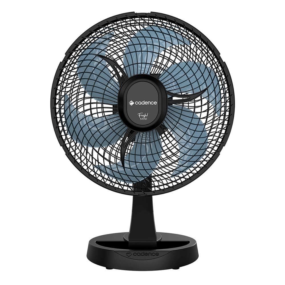 Ventilador de mesa Cadence VTR310 30 cm 220V, preto com grade azul e lâminas, contra fundo branco