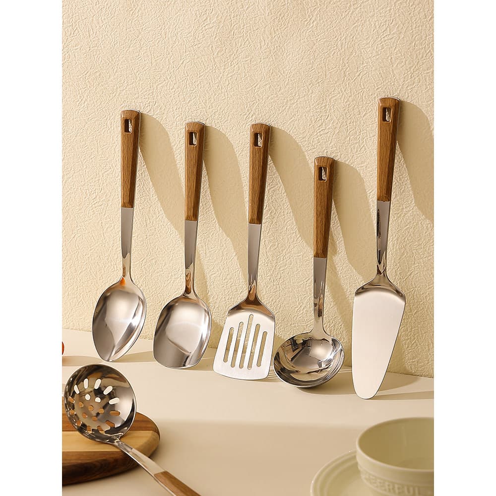Mini espátula de aço inoxidável, espátula de cozinha, colher de sopa, coador, espátula de cozinha, combinação de utensíl