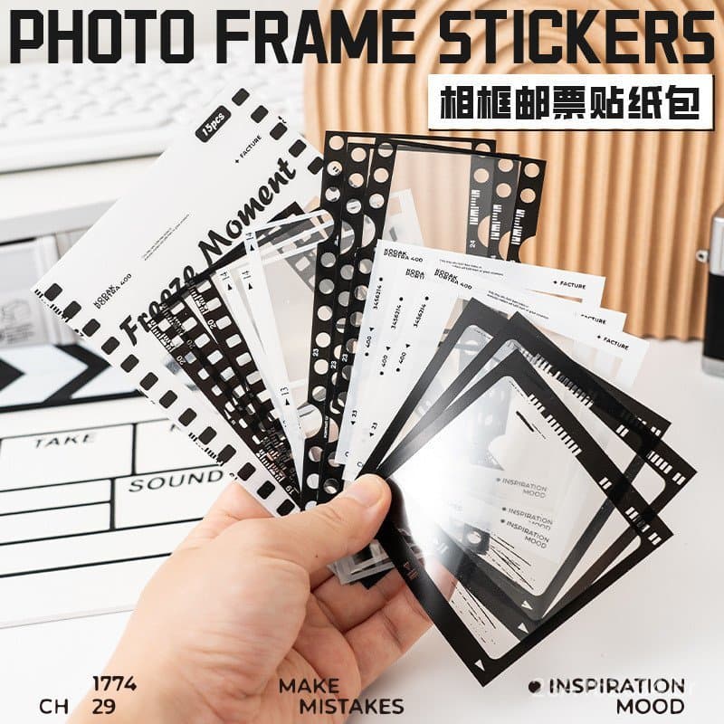 Adesivos de porta-retratos preto e branco para decoração DIY