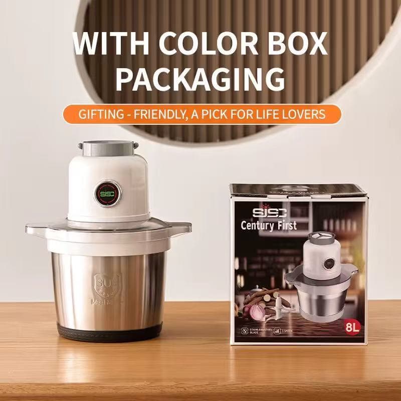 8L Moedor Triturador Elétrico Multiprocessador Picador Alimento Mixer Carne Alho Cozinha Casa Profissional 110v - SMILE