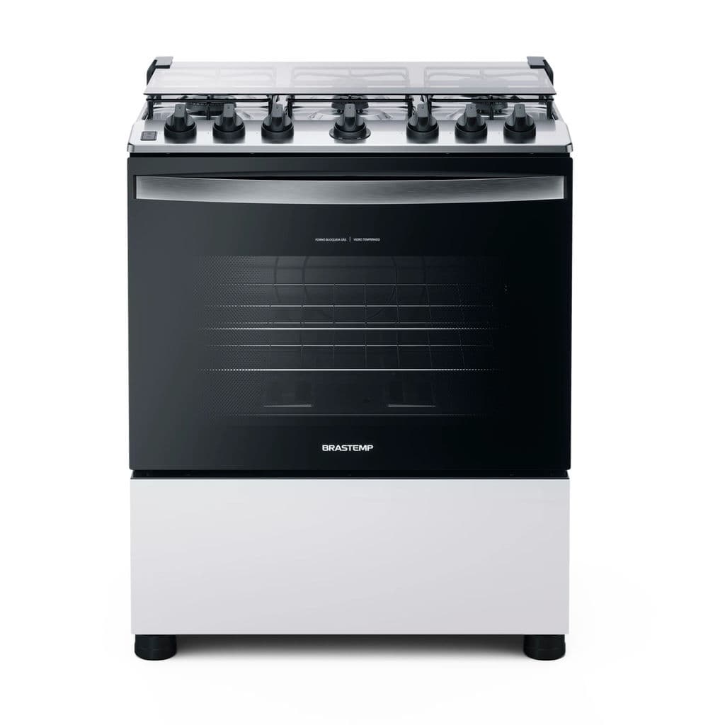 Fogão Brastemp 6 Bocas Branco com Botões Removíveis e Exclusivo Aro Protetor - BFS6NCB