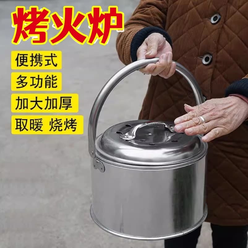 Grelha de fogo em aço inoxidável com cabo de metal, para uso ao ar livre