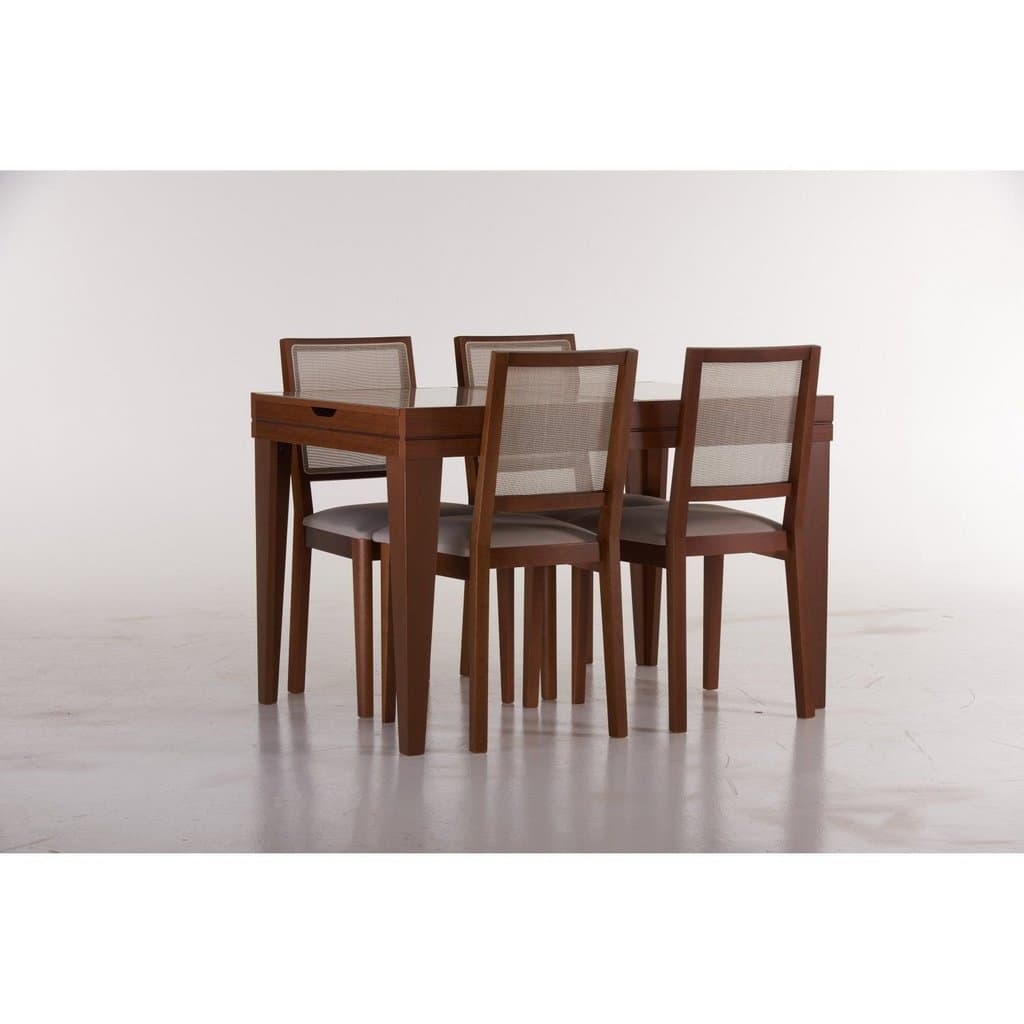 Conjunto de mesa extensível e cadeiras Madri Imbuia 120x80cm
