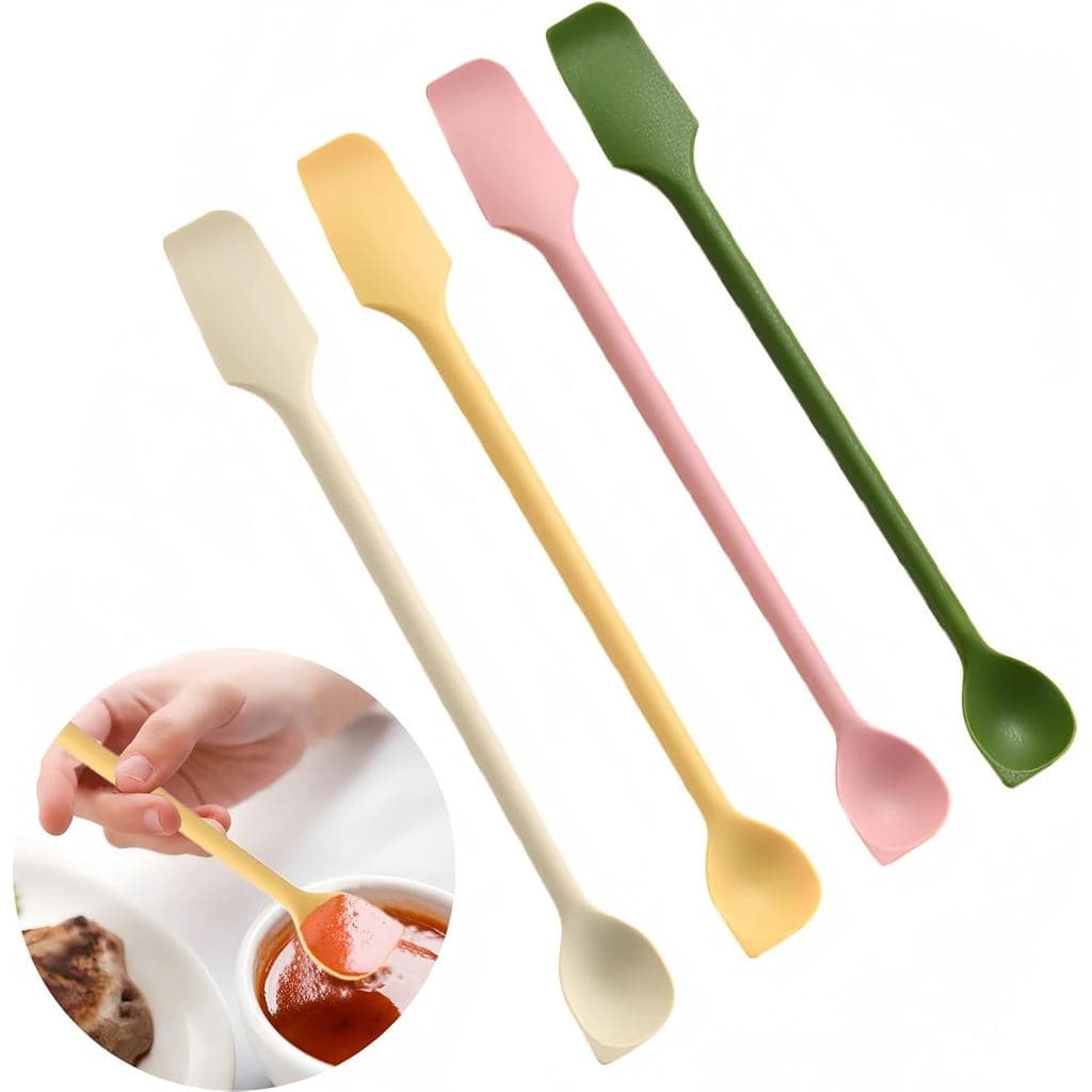 Conjunto de 4 espátulas de silicone mini, cores pastel, para cozinha
