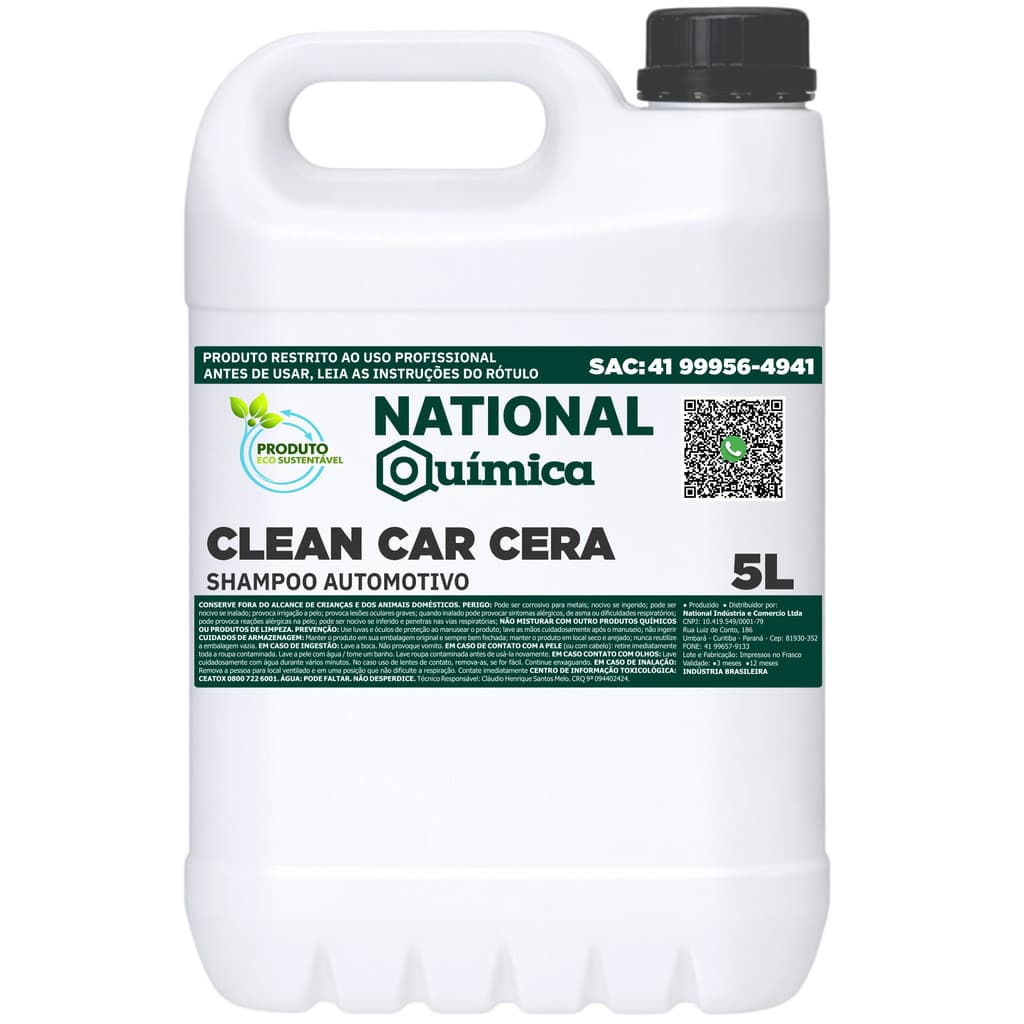 Shampoo com Cera Automotivo 5L Clean Car Cera National Química