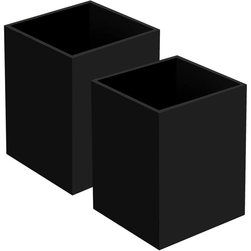 Suportes de canetas e lápis em acrílico preto, conjunto de dois