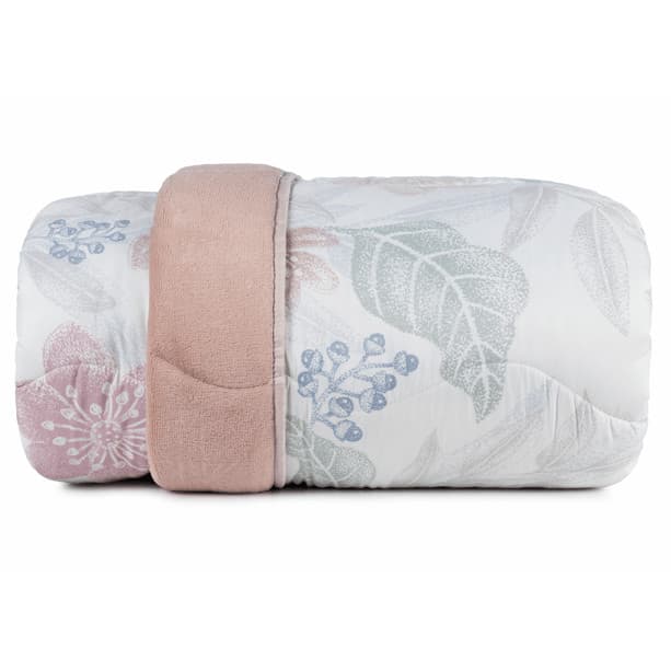 Edredom Blend Casal Comfort Plush Sortido com estampa floral em tons de rosa e azul, ALTENBURG
