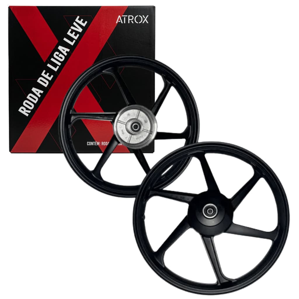 Par Roda Liga Leve Atrox 6 Palitos CG 150 Fan KS ES freio a lona tambor  (com rolamentos e retentores )