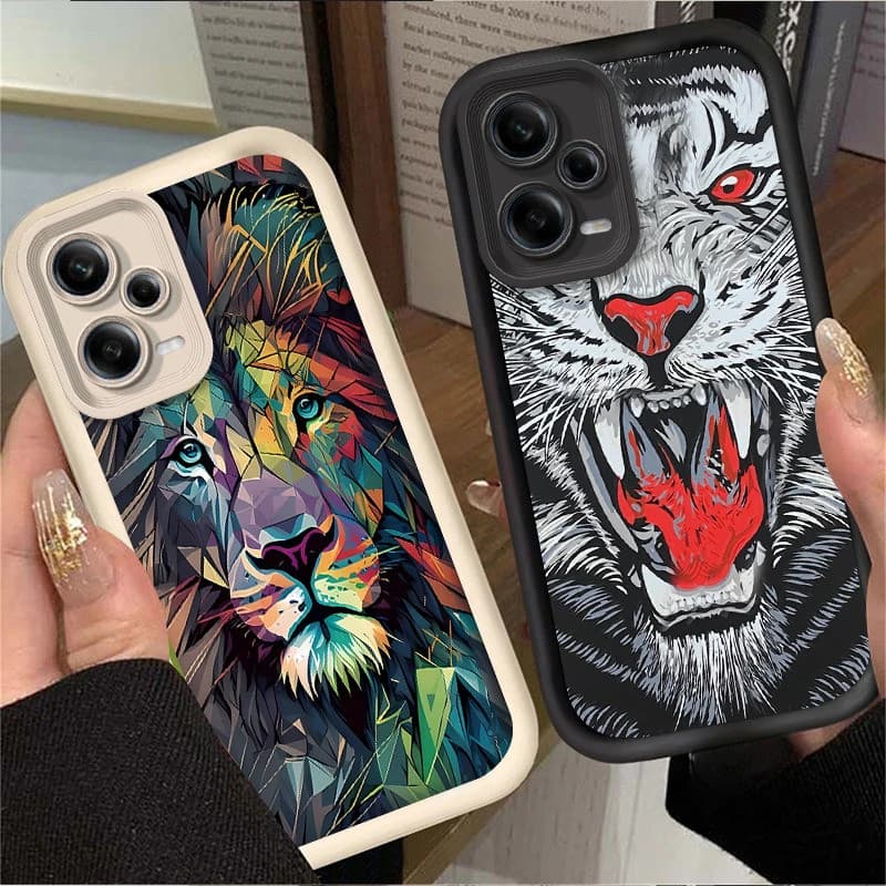 Capa colorida com padrão de leão e tigre para iPhone 11 Pro Max