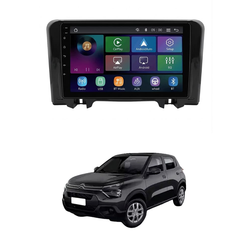Central Multimídia MP5 C3 2022 Em diante Sem Rádio Tela 9p Carplay e Android Auto Sem Fio