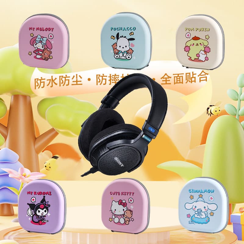 Fone de ouvido Sony MDR-MV1 com seis capas protetoras coloridas com personagens animados