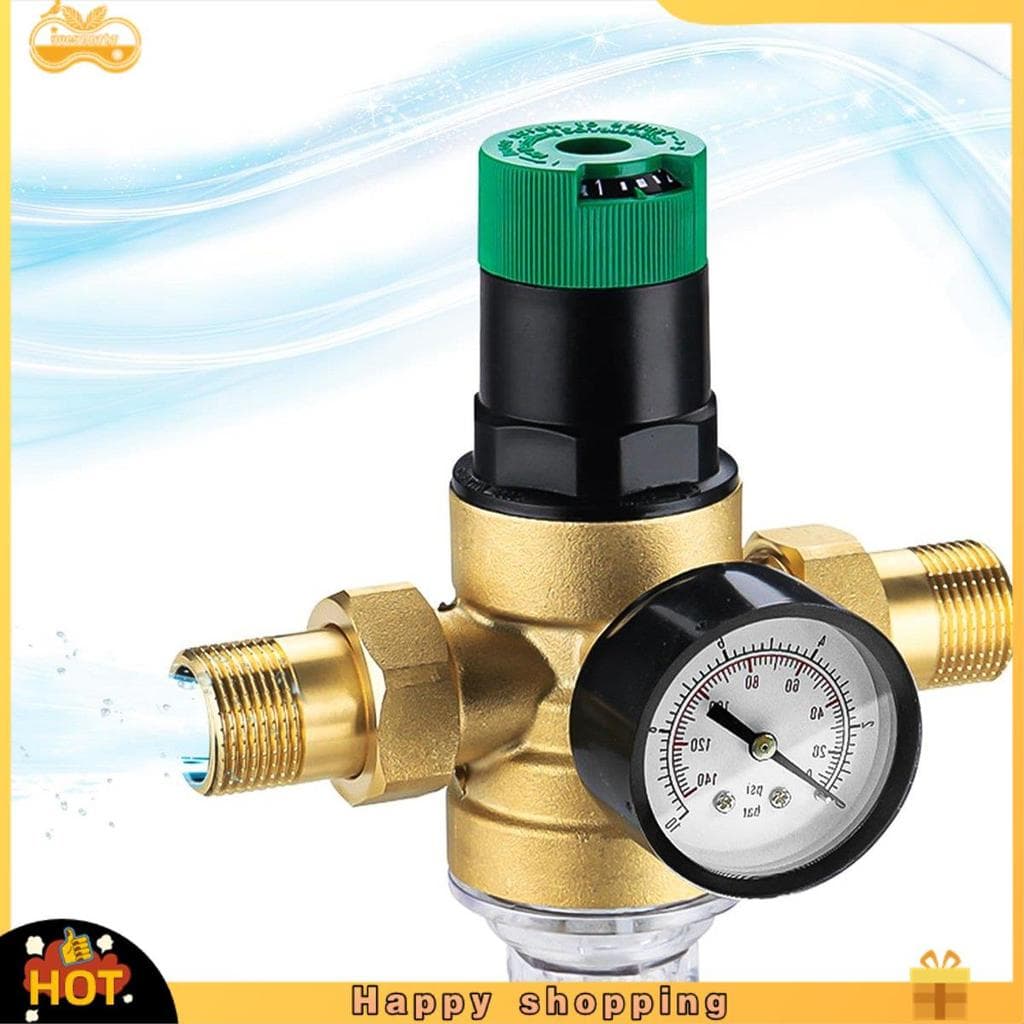 Regulador de pressão de água de metal 3/4 de polegada com manômetro e filtro de malha
