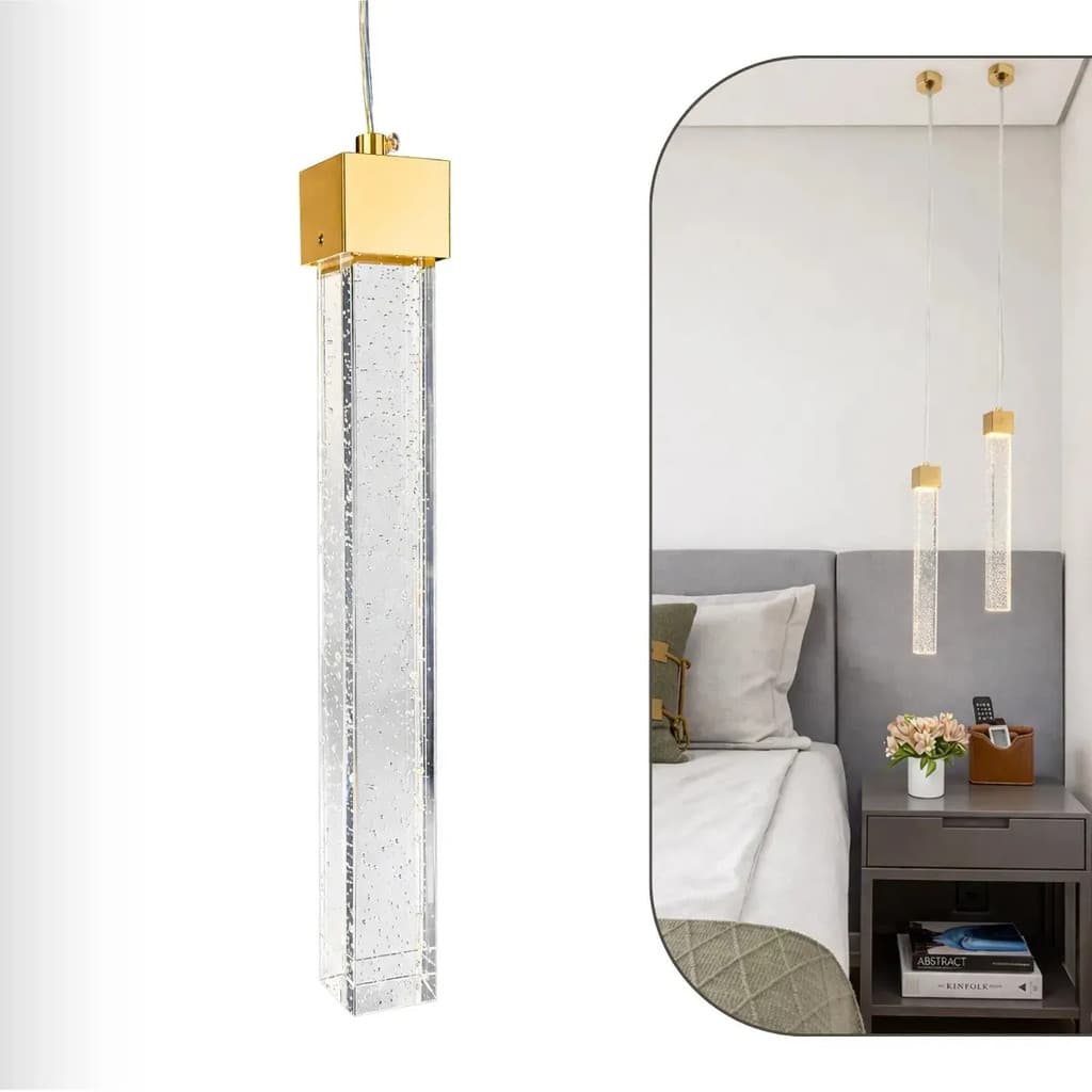 Pendente Lustre Cristal Dourado Moderno Teto Suspenso