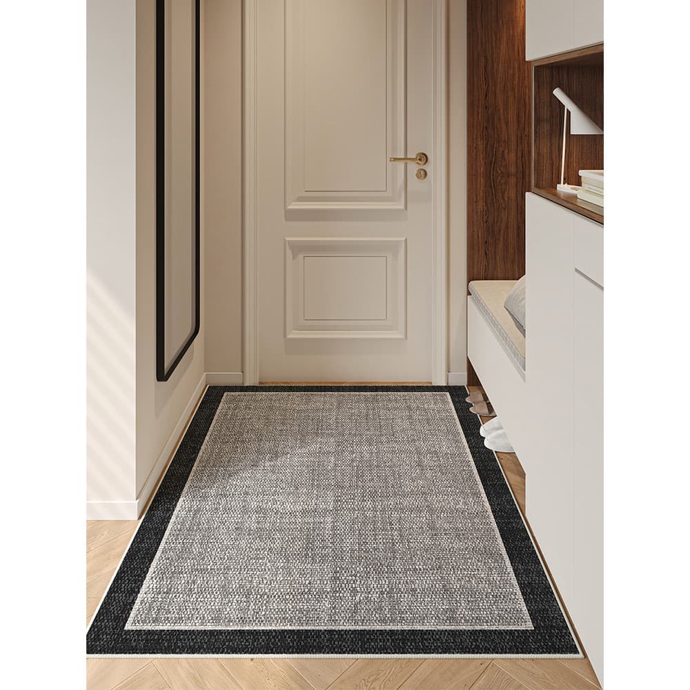Tapete de entrada cinza e preto resistente à sujeira para porta de entrada