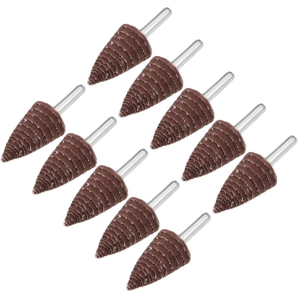 uxcell Disco Abrasivo em Forma de Cone de 25mm com Haste de 1/4" para Desbarbação, Lixamento e Polimento, 120 Granulomet