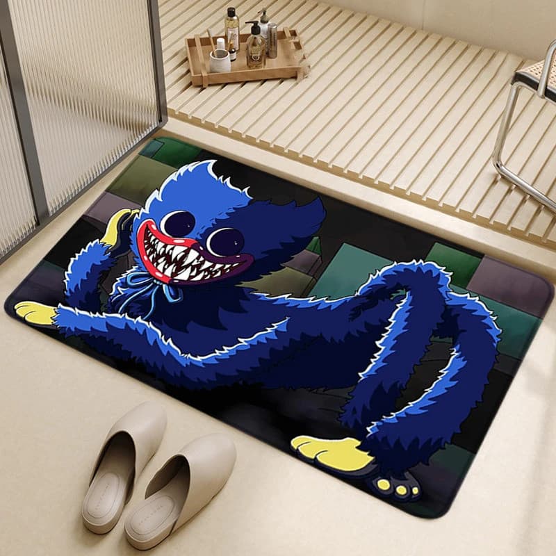 Tapete de corredor com design de monstro azul para entrada de casa