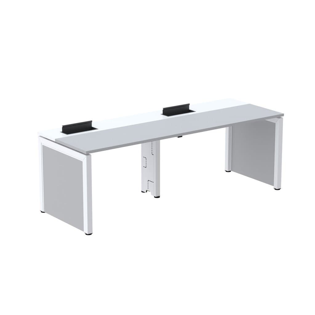 Escrivaninha Mesa Escritório Corporativa para 2 Pessoas Pscpp120 240cm Industrial Cinza E Branco Cinza/Branco
