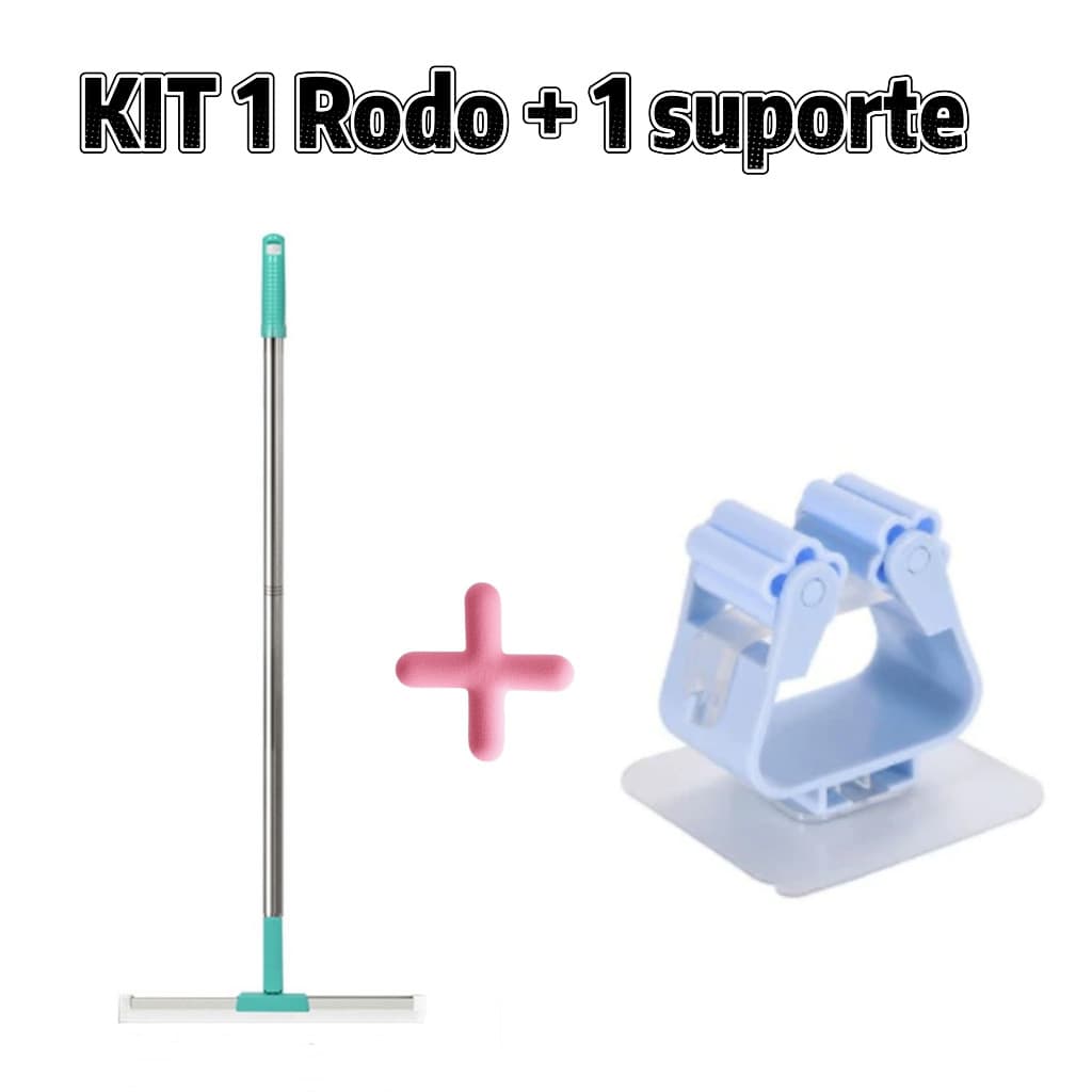Kit promocional de rodo de silicone e suporte de parede para limpeza