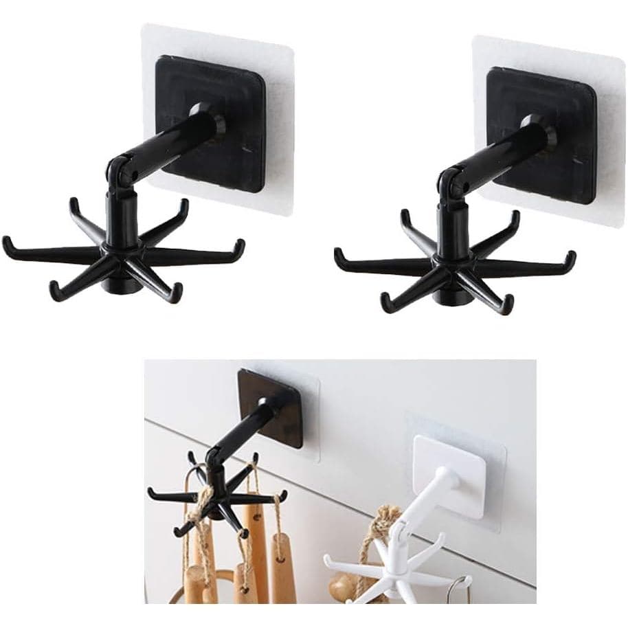 Suporte para Utensílios de Cozinha com 6 Ganchos, Pacote com 2 Suportes para Utensílios de Armário com Rotação de 360 Gr