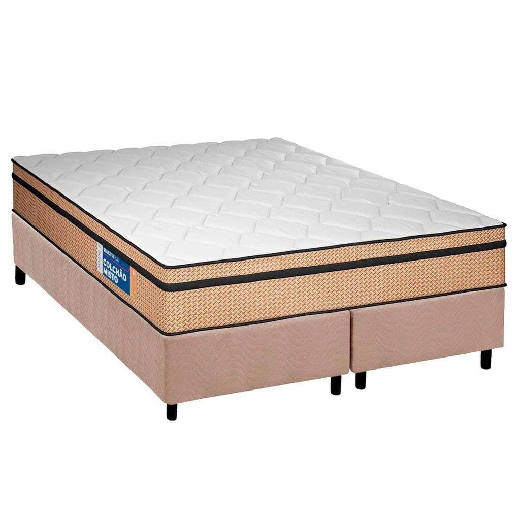 Cama box queen com colchão de espuma D45 Plumatex Selectus e base CRC Suede Clean