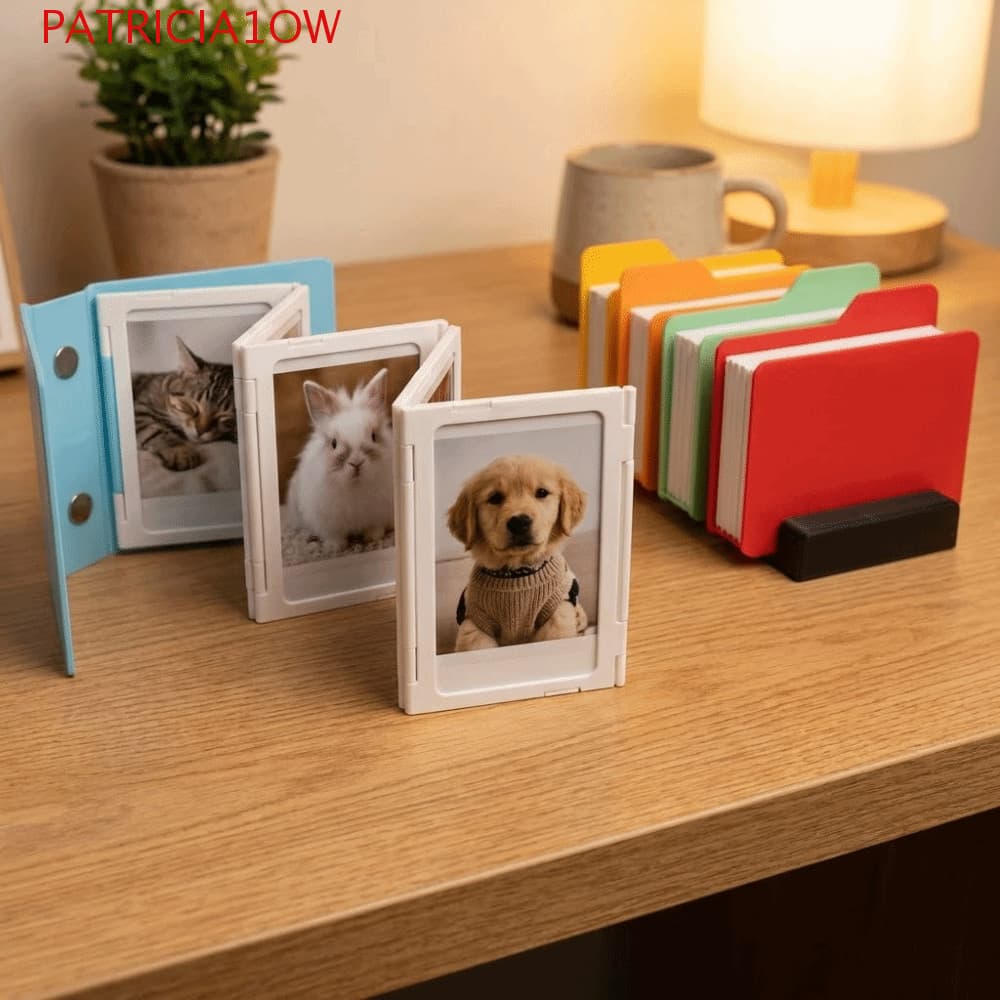 Álbum de fotos dobrável PATRICIA1OW com molduras coloridas e fotos de animais