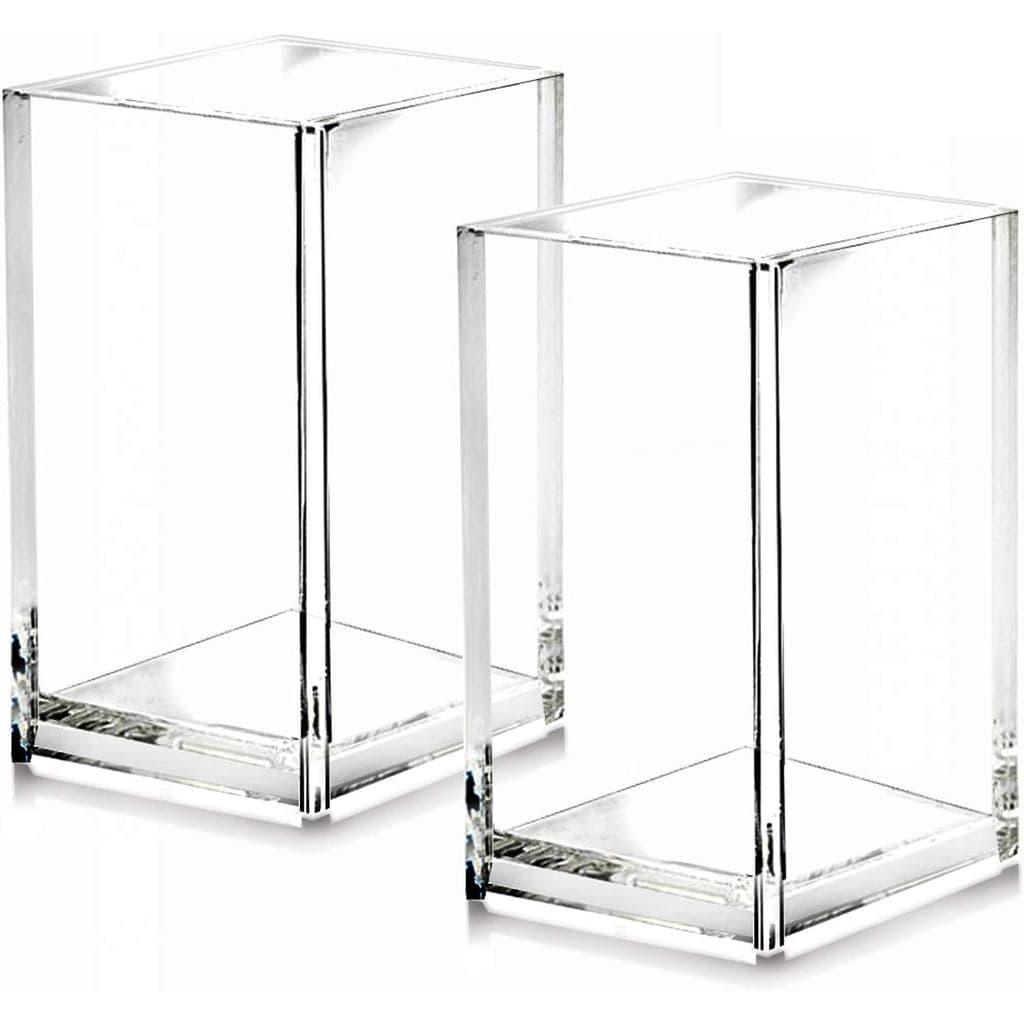 Dois suportes transparentes de acrílico para lápis e canetas, modernos e minimalistas