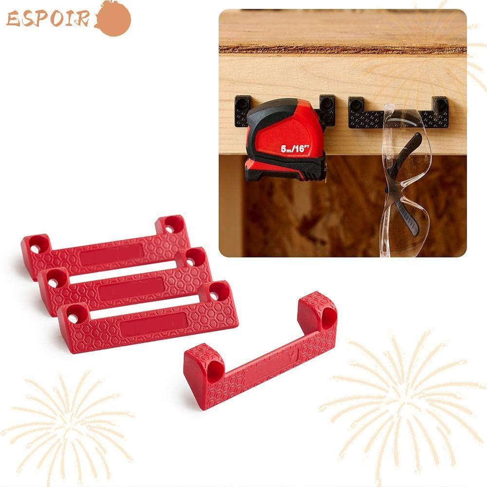 Kit de 4 suportes de fita métrica vermelhos para montagem em bancada