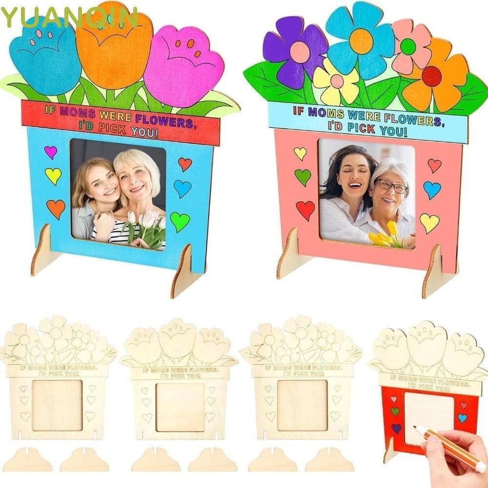 Moldura artesanal YUANQINZT para colorir com flores e fotos de mães e filhas