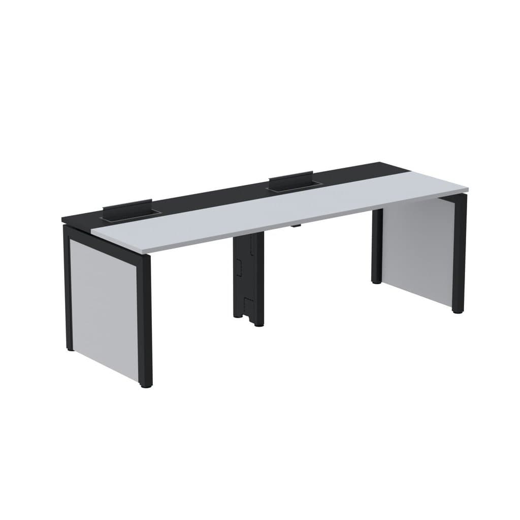 Escrivaninha Mesa Escritório Corporativa para 2 Pessoas Pscpp140 280cm Industrial Cinza E Preto Cinza/Preto