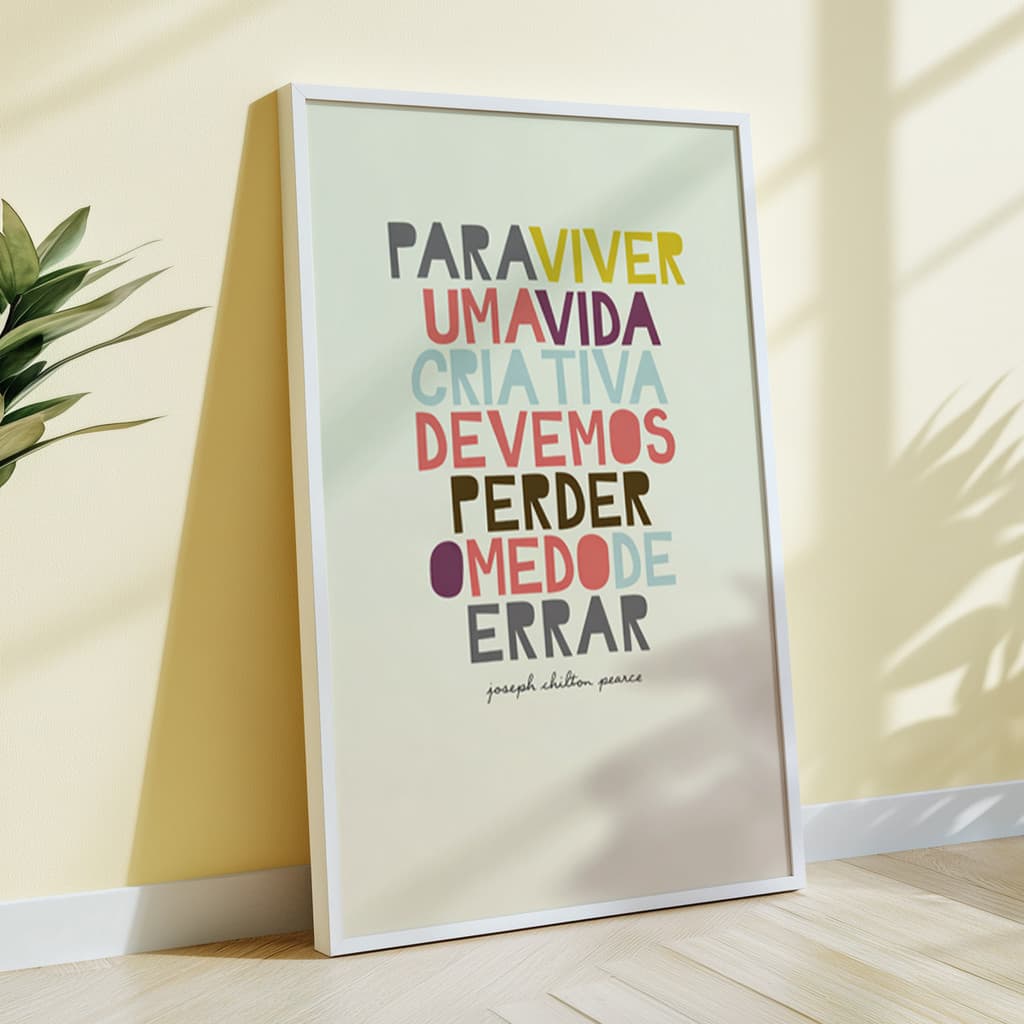 Quadro Frase Motivacional Colorida Criatividade Inspiração Tipografia
