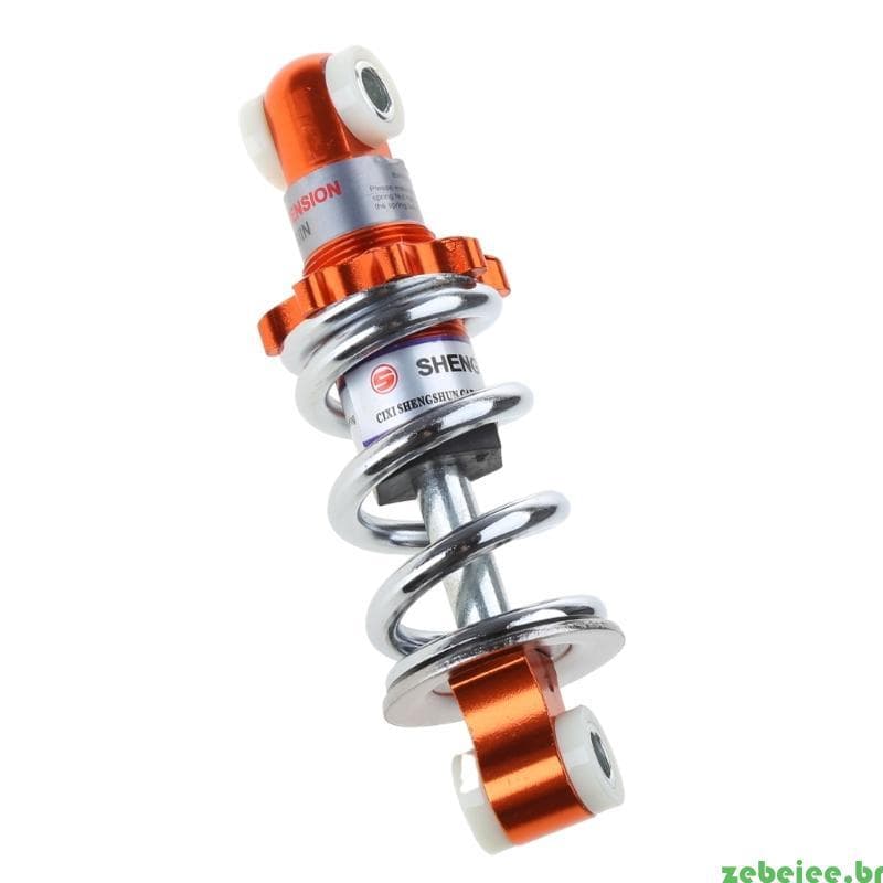 Amortecedor para motocicletas Sheng, laranja e cinza, vista frontal
