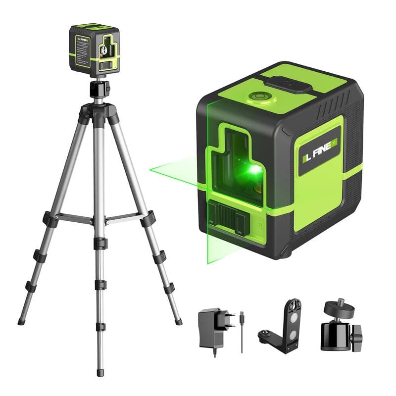 Nível a Laser Lfine de 2 Linhas Cruzadas Verde, Nível a Laser Horizontal e Vertical Automático 360 ° Ferramentas de Nive