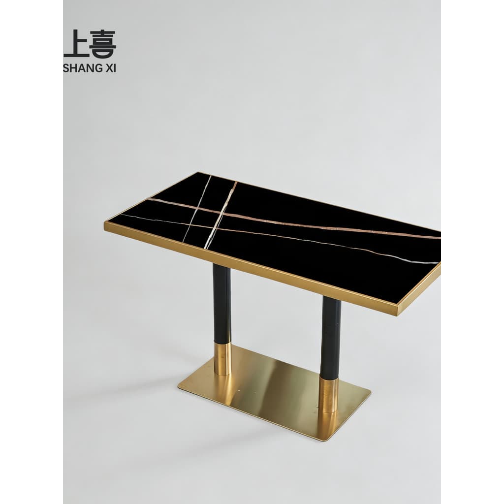 Mesa de jantar moderna e simples em rocha Mesa de jantar redonda retangular Mesa de jantar doméstica Luz Mesa de jantar 