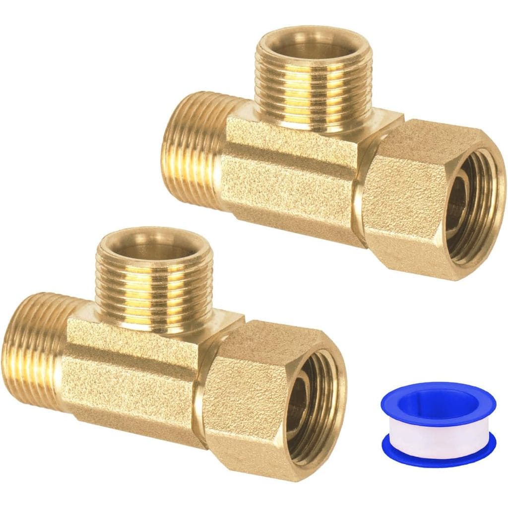 Válvula Tee de Conexão Rápida em Latão Sem Chumbo, Entrada de Compressão de 3/8" x Saída de 3/8" x Saída de 3/8", Conexã