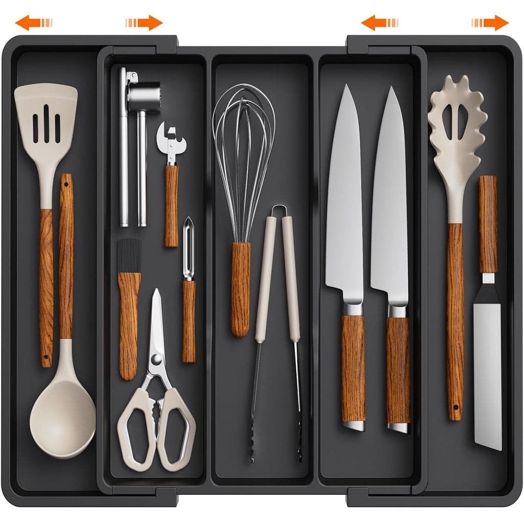 Organizador de Utensílios Lifewit para Gavetas de Cozinha, Bandeja Expansível para Utensílios de Cozinha, Suporte Ajustá