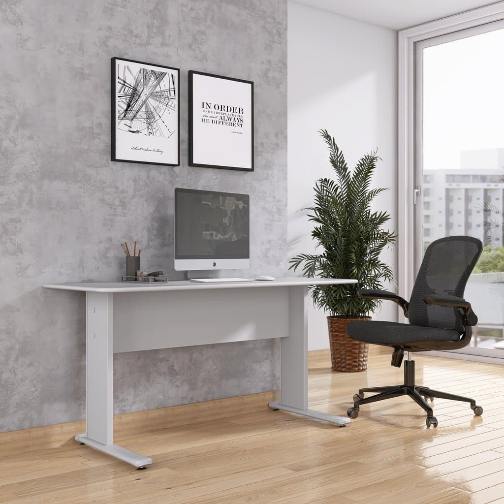 Escrivaninha Mesa Escritório Secretária Mx120 Maxxi 120cm Cinza Cinza